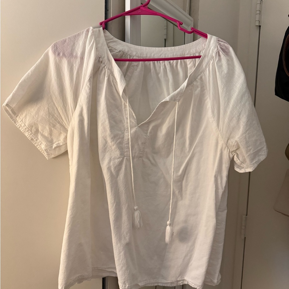 Vineyard Vines White Blouse with Tassel Ties